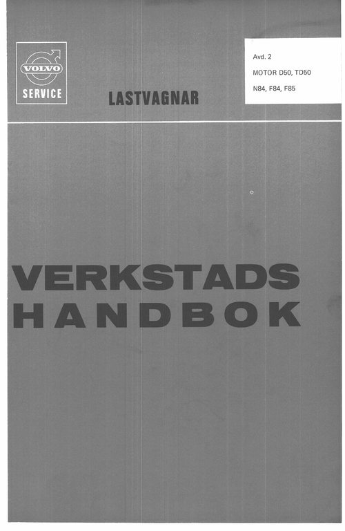 Product picture Volvo N84/F84/F85 verkstadhandbok kapitel Motor D50/TD50