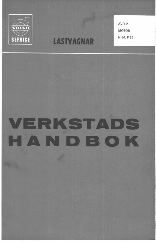 Product picture Volvo N84/F85 verkstadshandbok kapitel Motor