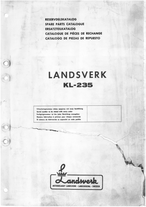 Product picture Kockum Landsverk KL-235 reservdelskatalog
