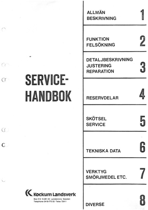 Product picture Kockum Landsverk K435 servicehandbok