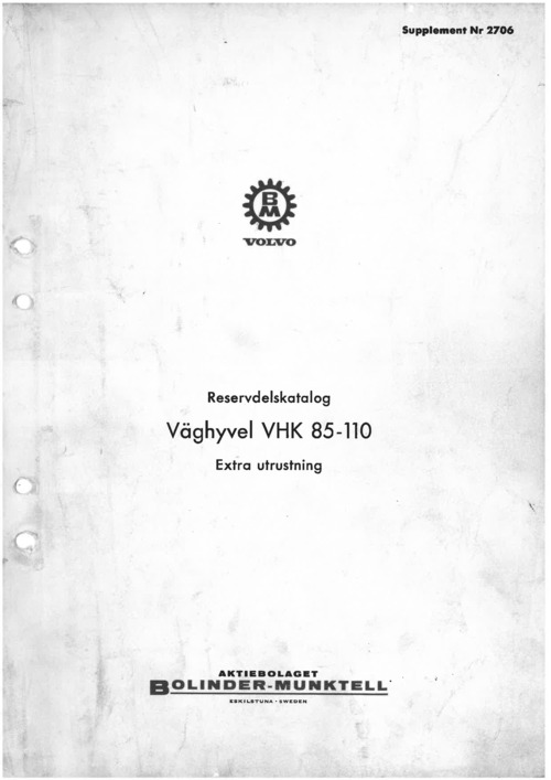 Product picture BM Volvo VHK 85-110 extrautrustning reservdelskatalog