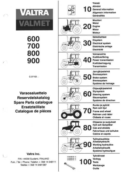 Product picture Valtra Valmet 600/700/800/900 reservdelskatalog