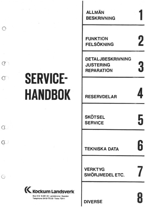 Product picture Kockum Landsverk 555/565 servicehandbok