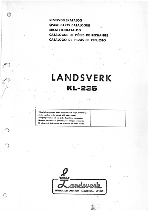 Product picture Landsverk KL-235 reservdelskatalog