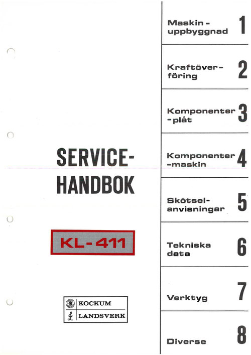 Product picture Kockum Landsverk KL-411 servicehandbok