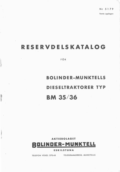 Product picture Bolinder-Munktell BM 35/36 reservdelskatalog