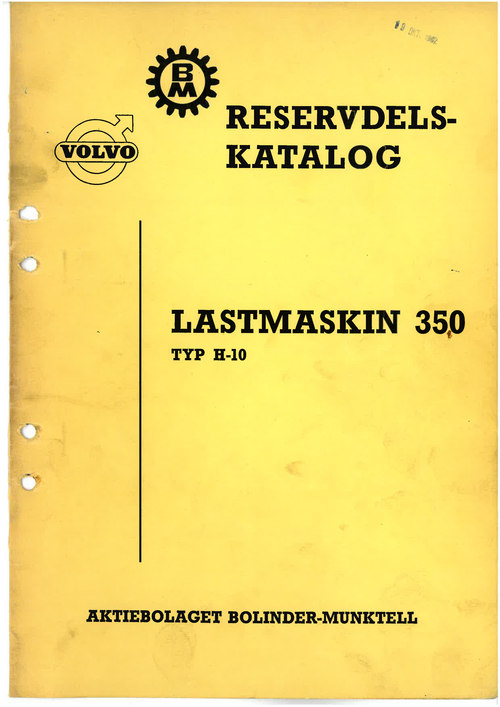Product picture BM Volvo lastmaskin 350 H-10 reservdelskatalog